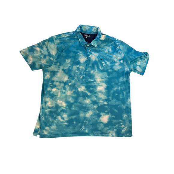 Crown & Ivy Blue Tie Dye Lightweight Polo Shirt Mens X Large Polyester Blend - Picture 4 of 10